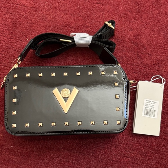 Valentino Orlandi Glossy Black and Gold Studded Crossbody - Picture 4 of 7